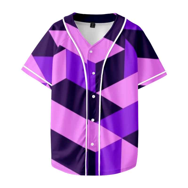 Бейсбольная футболка с геометрическим фиолетовым рисунком, 3D принты, футболка унисекс с коротким рукавом, повседневная уличная одежда, Женская мужская одежда Изображение 0