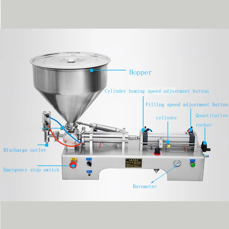 Горизонтальная пневматическая машина для наполнения суспензией, Однонаправленная полуавтоматическая машина для наполнения жидкостью Изображение 1