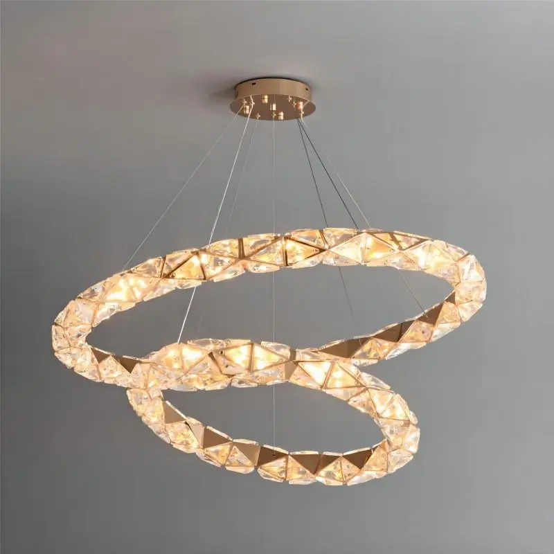 Современные светодиодные потолочные люстры с бриллиантами K9 Luxury Ring для гостиной и столовой, Подвесной светильник для домашнего декора, Подвесные светильники для ламп Изображение 1