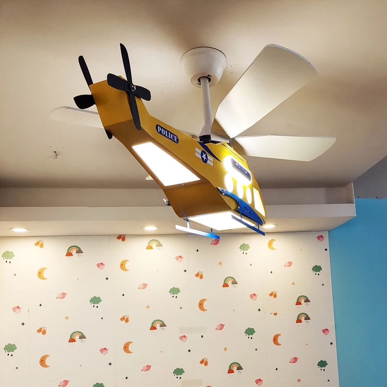 Креативный светильник-вертолет для детской комнаты, Современный минималистичный потолочный светильник для спальни мальчика, мультяшный светильник для комнаты, декоративный самолет Изображение 0