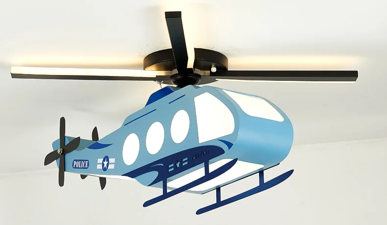 Креативный светильник-вертолет для детской комнаты, Современный минималистичный потолочный светильник для спальни мальчика, мультяшный светильник для комнаты, декоративный самолет Изображение 3