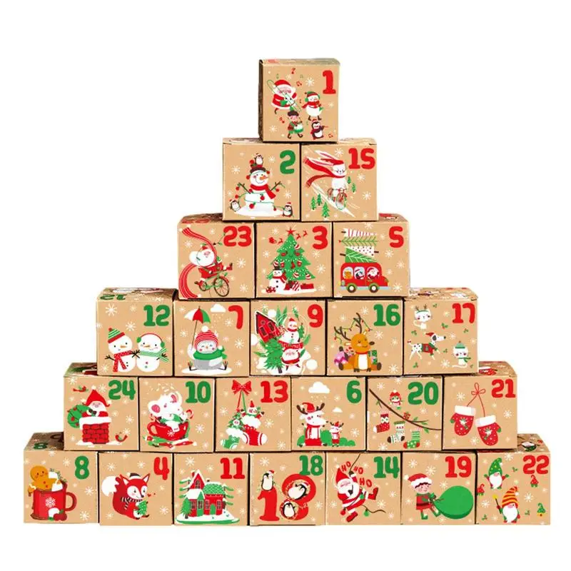 Коробки с Рождественским Адвент-календарем, Семейная доска, Настенное напоминание, Декор из бумаги ручной работы, Подарочный карман на стене, Зимнее украшение Изображение 0