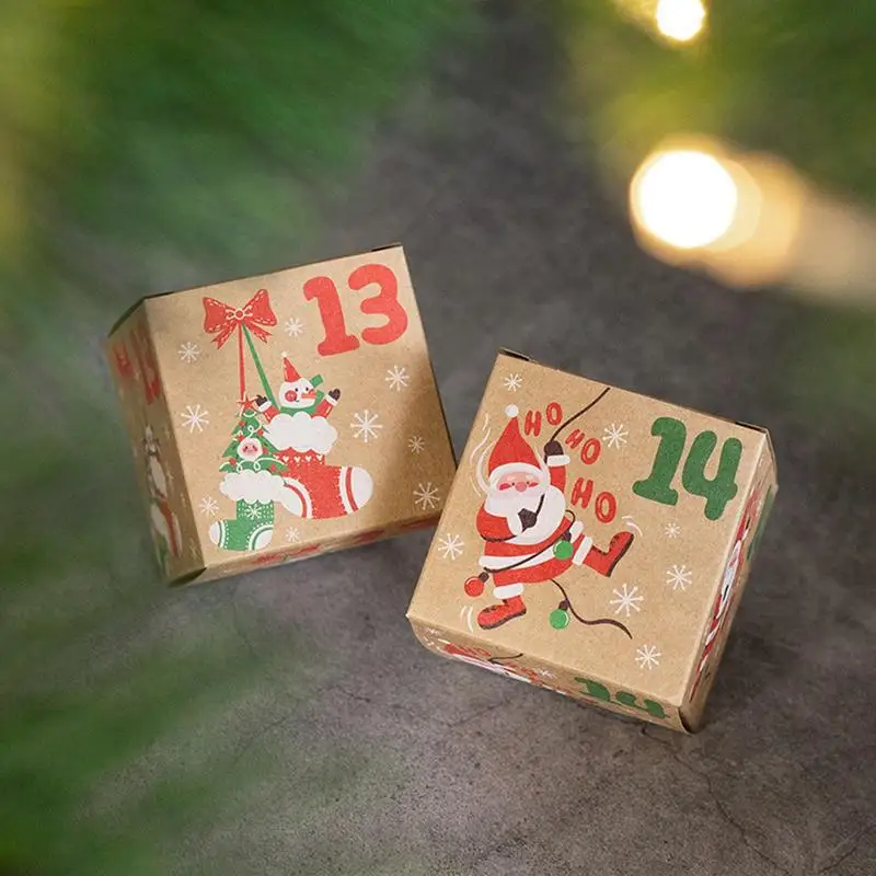 Коробки с Рождественским Адвент-календарем, Семейная доска, Настенное напоминание, Декор из бумаги ручной работы, Подарочный карман на стене, Зимнее украшение Изображение 5