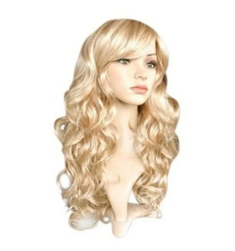 Длинное волнистое Омбре, коричневый блонд, Светло-русый Платиновый Парик с длинными волнистыми волосами, косплей, Натуральный Термостойкий синтетический Изображение 5