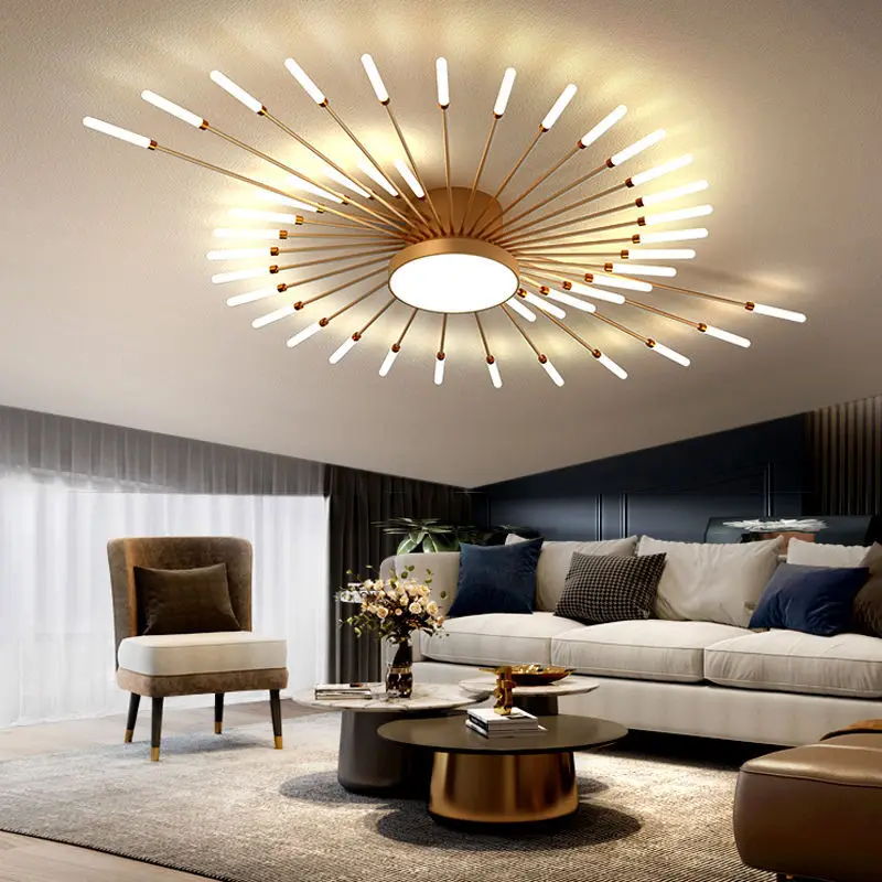 Современный скандинавский минималистичный светильник для гостиной, креативный свет, роскошный фейерверк, светодиодный потолочный светильник, лампа для кабинета в главной спальне Изображение 0