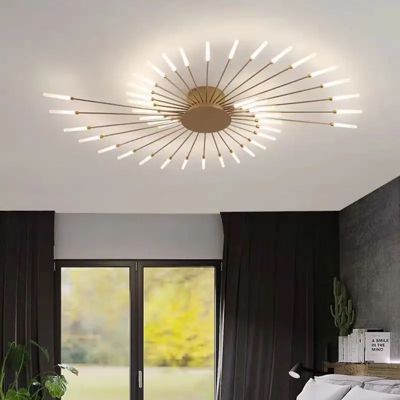 Современный скандинавский минималистичный светильник для гостиной, креативный свет, роскошный фейерверк, светодиодный потолочный светильник, лампа для кабинета в главной спальне Изображение 2