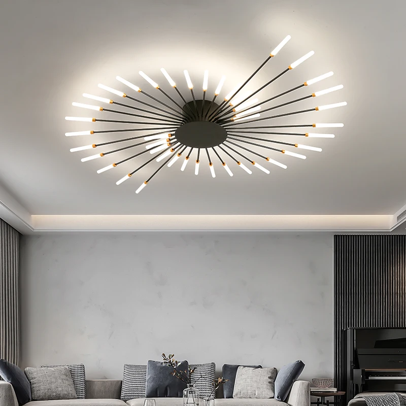 Современный скандинавский минималистичный светильник для гостиной, креативный свет, роскошный фейерверк, светодиодный потолочный светильник, лампа для кабинета в главной спальне Изображение 4