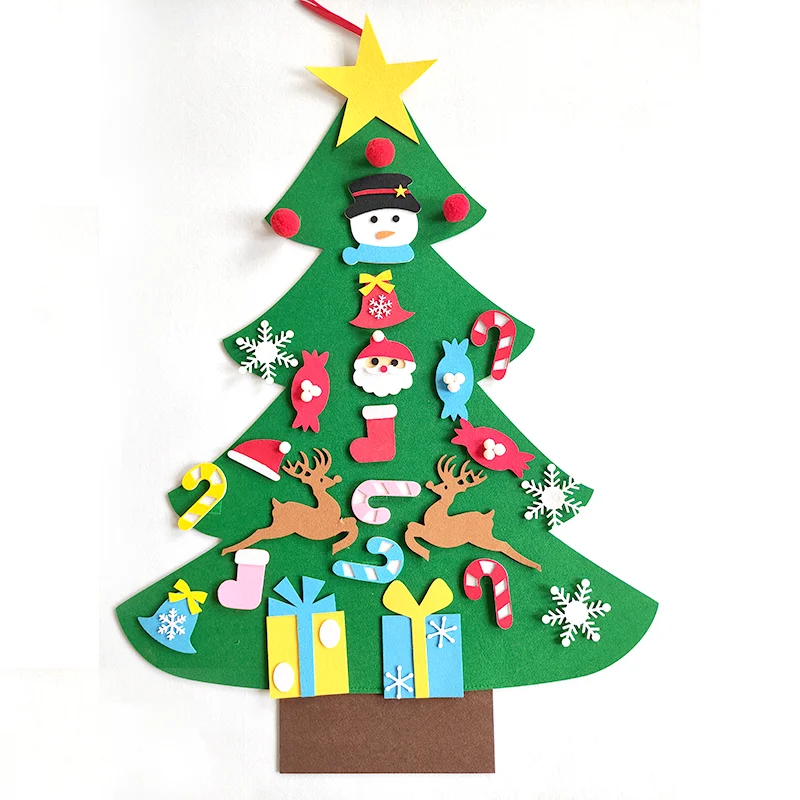 DIY Фетровая Рождественская Елка Рождественское Украшение для Дома Navidad 2023 Новогодние Рождественские Украшения Санта Клаус Рождественская Елка Детские Подарки Изображение 2