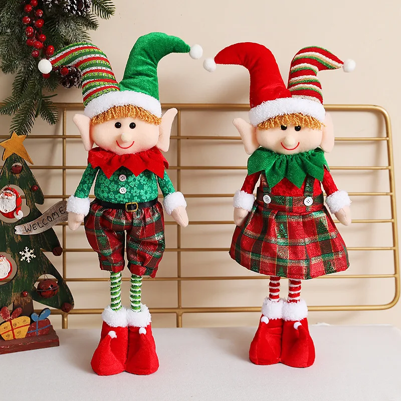 Телескопическая Рождественская кукла-эльф, Рождественский декор для дома, Рождественские игрушки для мальчиков и девочек, куклы-эльфы, украшения Navidad, Новогодние подарки Изображение 0