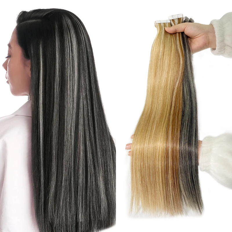 Необработанная вьетнамско-бирманская лента для наращивания волос, выровненные по кутикуле человеческие волосы, вплетающие пучки ленты в волосы Изображение 0