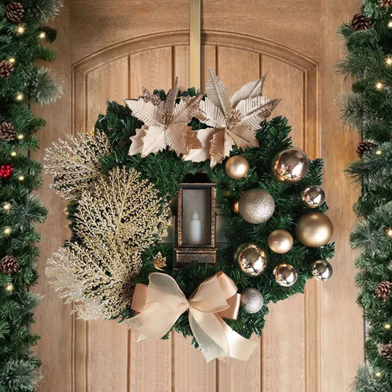 Искусственный Рождественский венок с сосновыми шишками, сосновые ветки, Рождественский осенний венок на открытом воздухе для праздничного декора входной двери, окна. Изображение 1