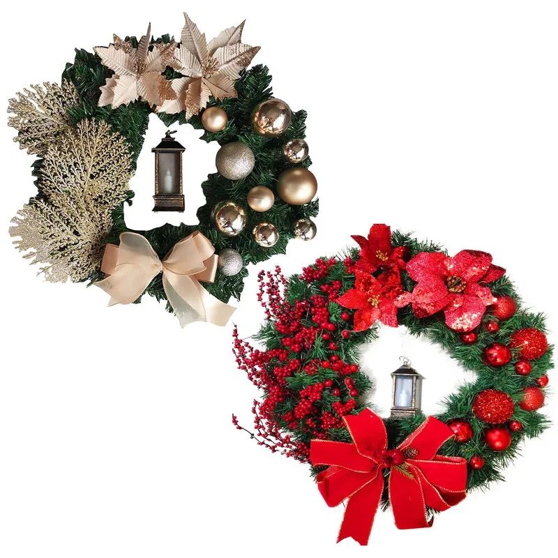 Искусственный Рождественский венок с сосновыми шишками, сосновые ветки, Рождественский осенний венок на открытом воздухе для праздничного декора входной двери, окна. Изображение 2