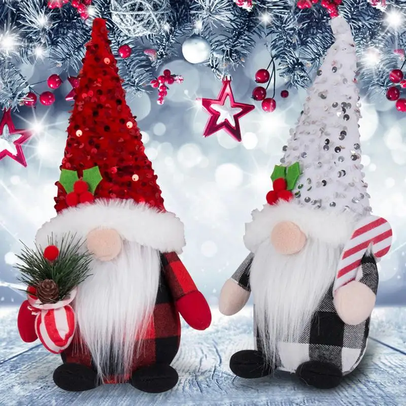 Рождественский плюшевый декор в виде гномов, Мягкие украшения в виде гномов Санта-Клауса для дома, плюшевые куклы-гномы, настольное украшение, Рождественская елка Изображение 1