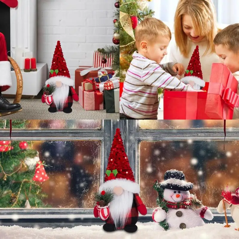 Рождественский плюшевый декор в виде гномов, Мягкие украшения в виде гномов Санта-Клауса для дома, плюшевые куклы-гномы, настольное украшение, Рождественская елка Изображение 2