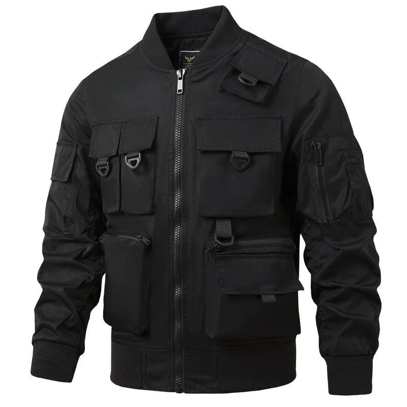 Мужские куртки-карго с несколькими карманами, пальто, мужские военные тактические винтажные куртки-бомберы для пилотов, мужская водонепроницаемая ветрозащитная ветровка Изображение 1