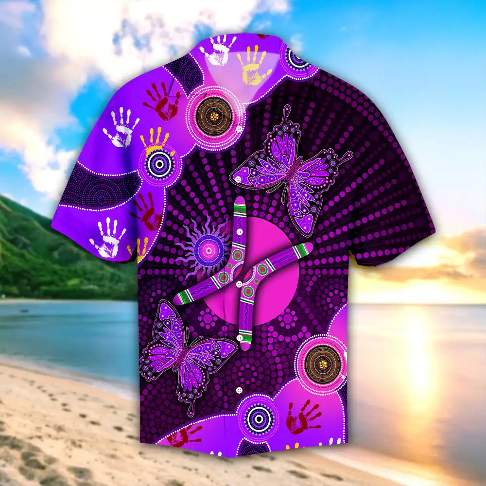 Летние Рубашки Harajuku С коротким рукавом, Аборигенная Синяя Черепаха Ящерица, Мужская Гавайская рубашка с 3D Принтом, Повседневная Пляжная рубашка Унисекс CP03 Изображение 5