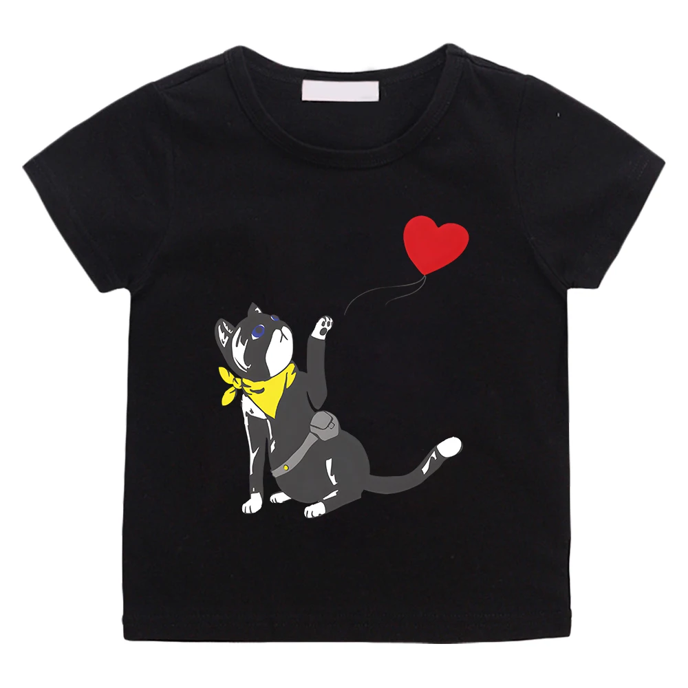 Футболки с рисунком Morgana Persona 5 Cat, Летняя футболка из 100% хлопка с коротким рукавом, Футболки с круглым вырезом и мультяшным принтом Kawaii, Удобные Изображение 5