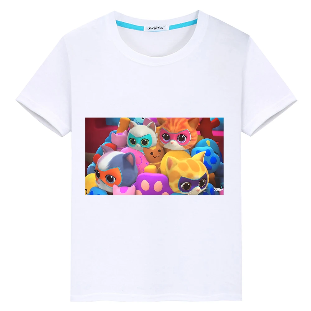 Супер котята, футболка из 100% хлопка, одежда для мальчиков и девочек, короткие топы с принтом y2k, летние футболки с героями мультфильмов и аниме, повседневная детская одежда Изображение 0