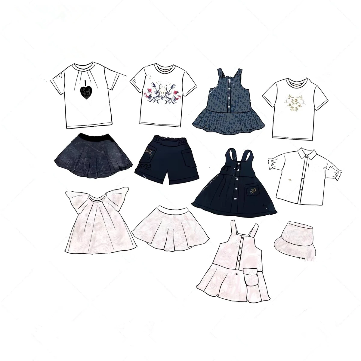 Летняя новая детская одежда в стиле 2024 Года, футболки, шорты, платья с короткими рукавами. Изображение 0