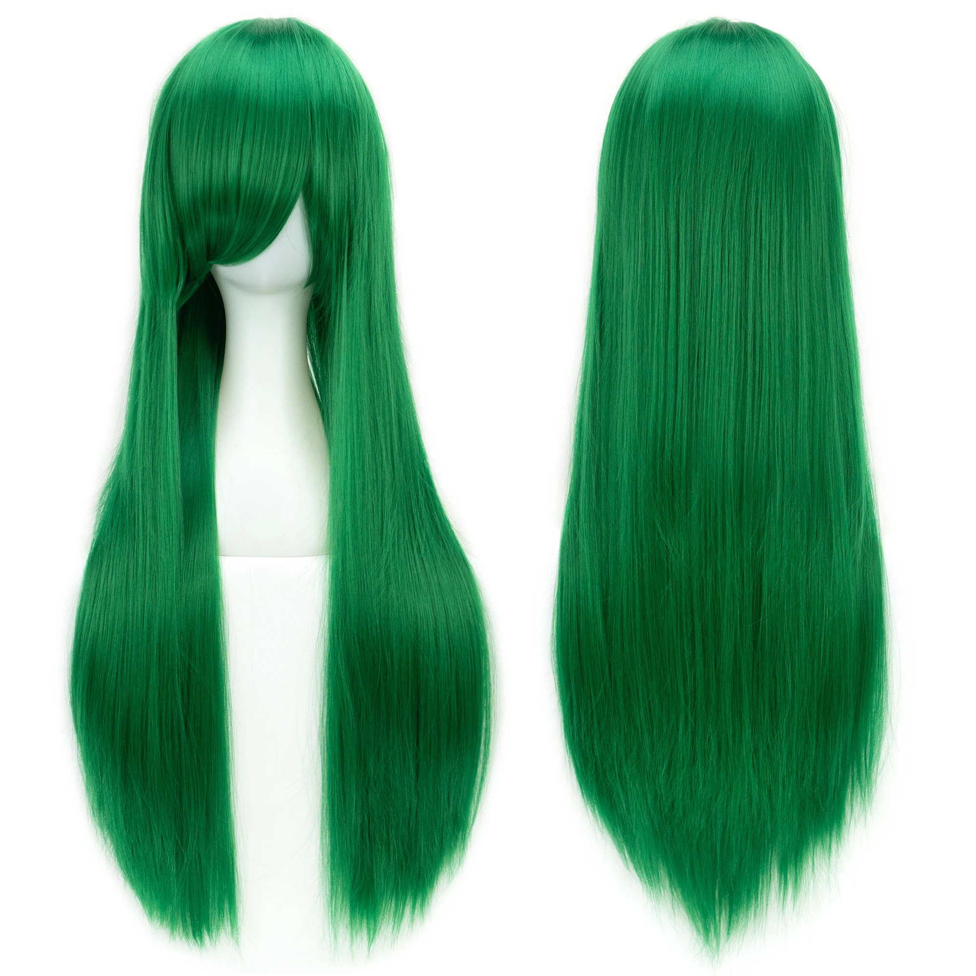 Soowee Прямые синтетические волосы длиной 80 см, темно-синие парики для косплея с челкой, парик для костюмированной вечеринки на Хэллоуин для женщин Изображение 3