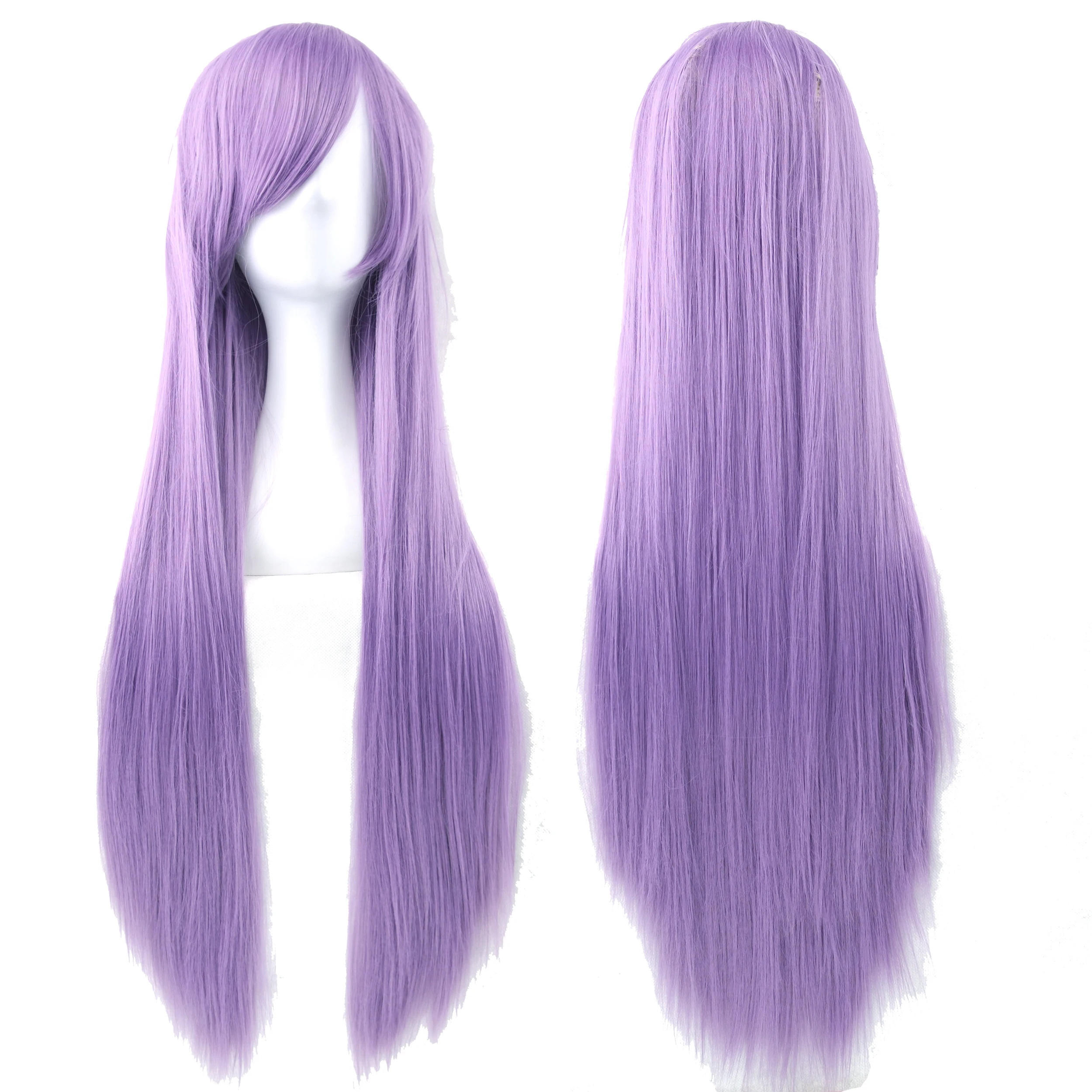 Soowee Прямые синтетические волосы длиной 80 см, темно-синие парики для косплея с челкой, парик для костюмированной вечеринки на Хэллоуин для женщин Изображение 4