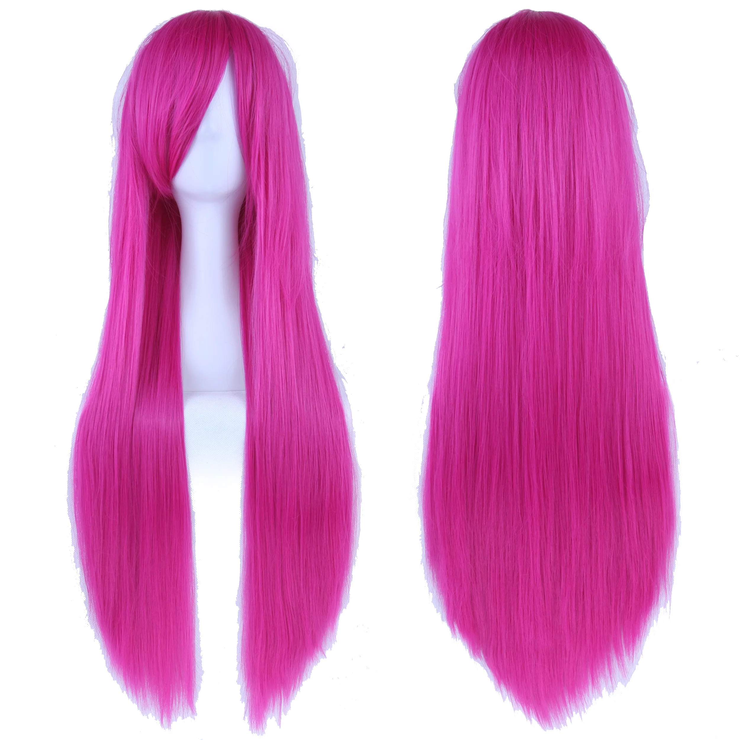 Soowee Прямые синтетические волосы длиной 80 см, темно-синие парики для косплея с челкой, парик для костюмированной вечеринки на Хэллоуин для женщин Изображение 5