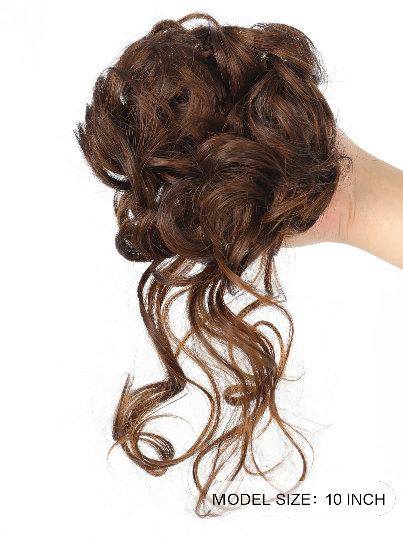 Синтетический пучок для волос, Шиньон, Грязная вьющаяся лента для волос, Эластичная резинка для накладных волос, женские заколки Для волос, Черный, коричневый Изображение 3