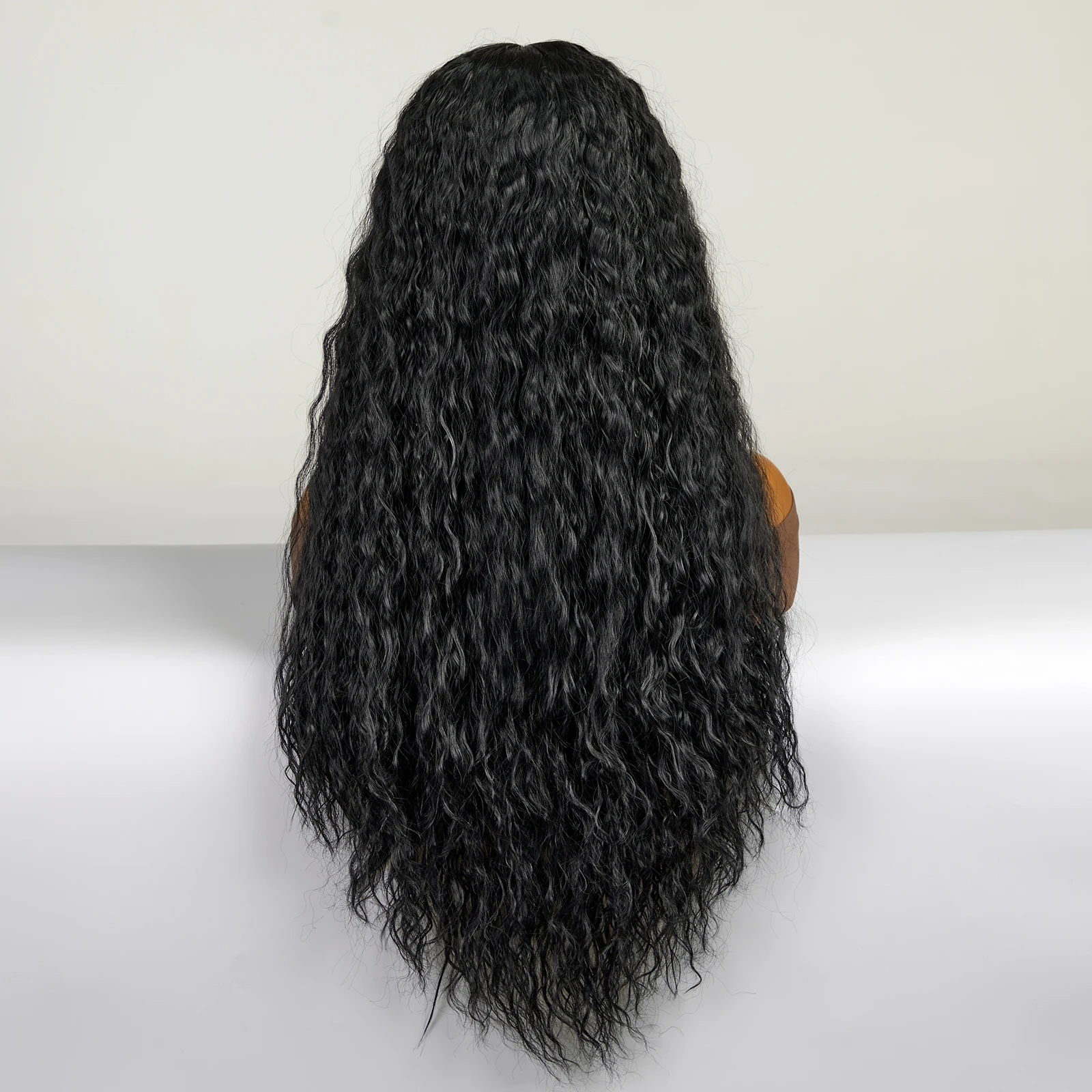 Кудрявые синтетические кружевные парики, длинные черные волосы с глубокой волной, кружевной парик Brizilian спереди для афро-женщин, термостойкие, для ежедневных вечеринок. Изображение 3
