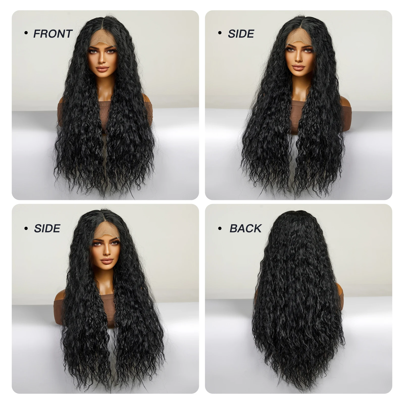 Кудрявые синтетические кружевные парики, длинные черные волосы с глубокой волной, кружевной парик Brizilian спереди для афро-женщин, термостойкие, для ежедневных вечеринок. Изображение 4