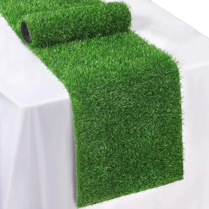 Стол с искусственной травой, Ковровая Дорожка, Реалистичный Ландшафтный Дизайн из натуральной Зеленой травы, Украшение для дома, гостиной, фестиваля, свадьбы Изображение 0