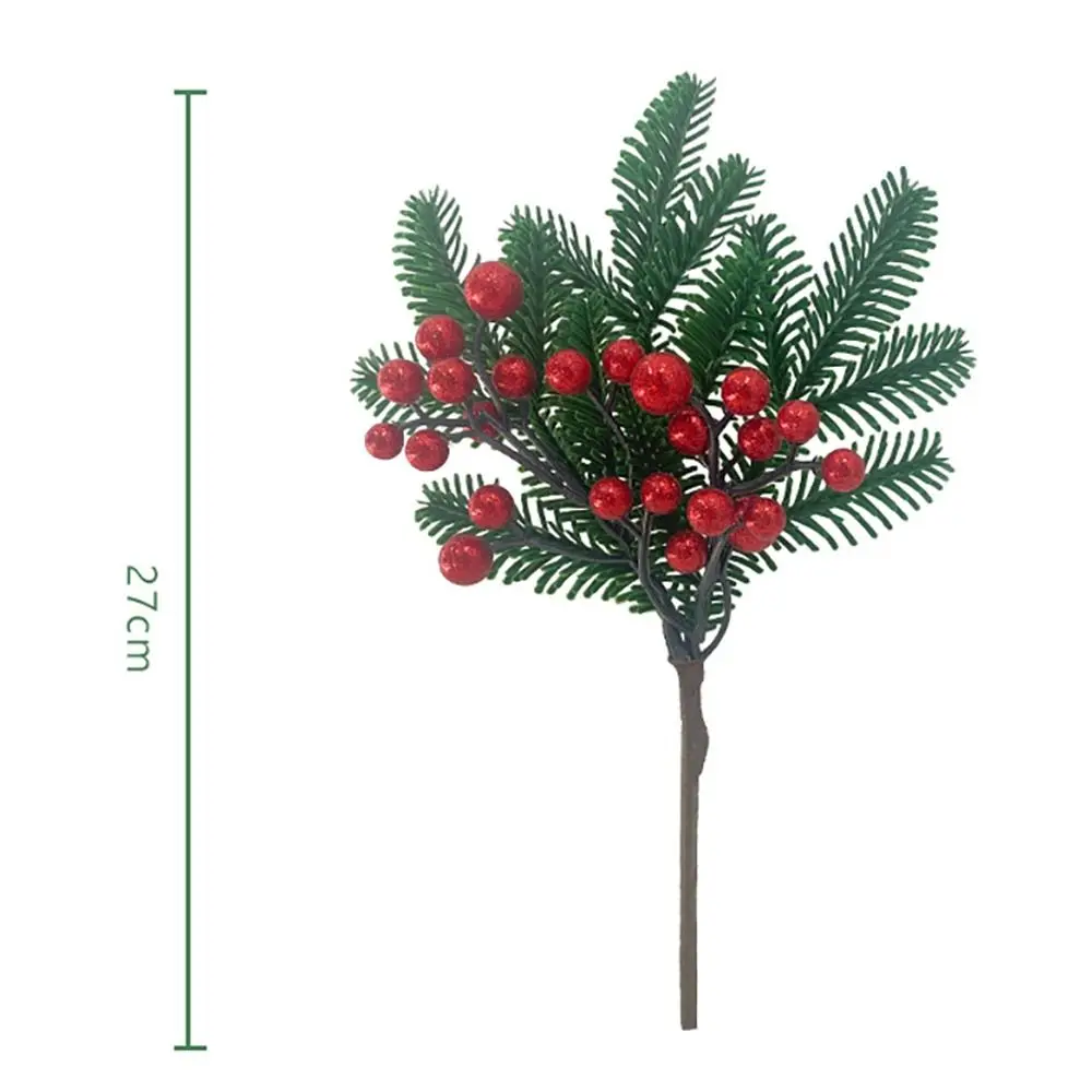 Сделай САМ Рождественские ягоды, Сосновые ветки, Рождественская елка, украшение для дома, стебли искусственных растений, Красно-зеленый реквизит для фотографий Изображение 1