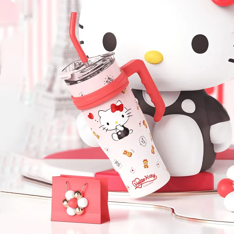 1200 мл Sanrio Hello Kitty Cinnamoroll Kuromi Термальная Чашка Сиппи Чашка Милый Мультфильм Чашка Холодной Воды Студенческая Соломенная Чашка Большой Емкости Изображение 1