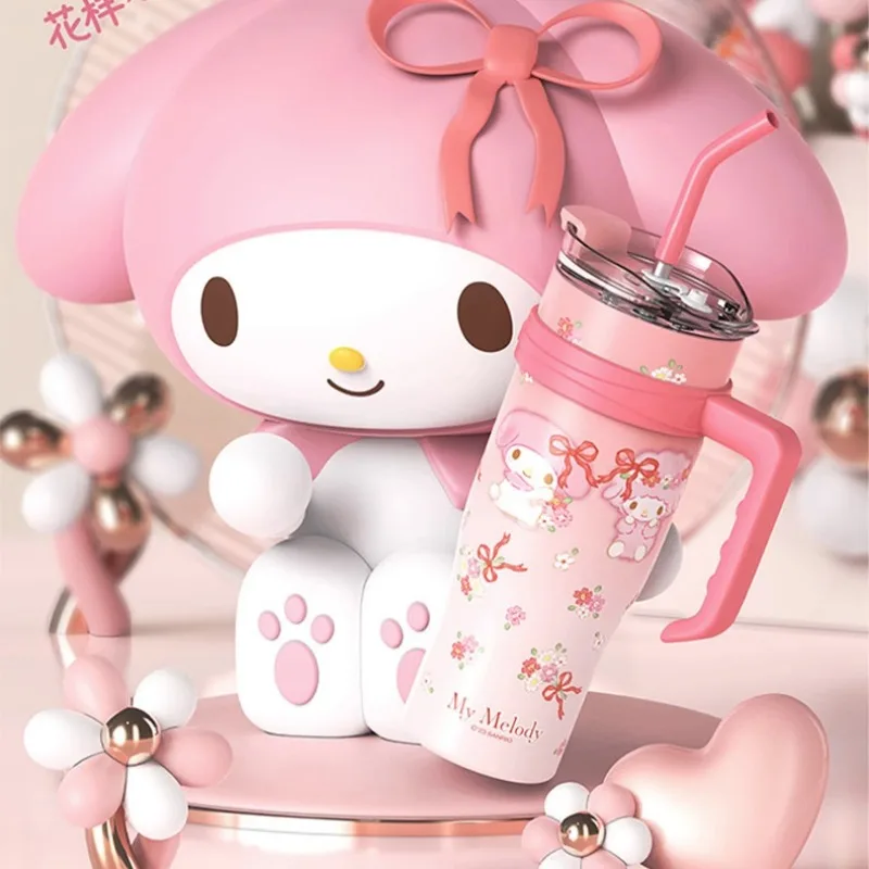 1200 мл Sanrio Hello Kitty Cinnamoroll Kuromi Термальная Чашка Сиппи Чашка Милый Мультфильм Чашка Холодной Воды Студенческая Соломенная Чашка Большой Емкости Изображение 5