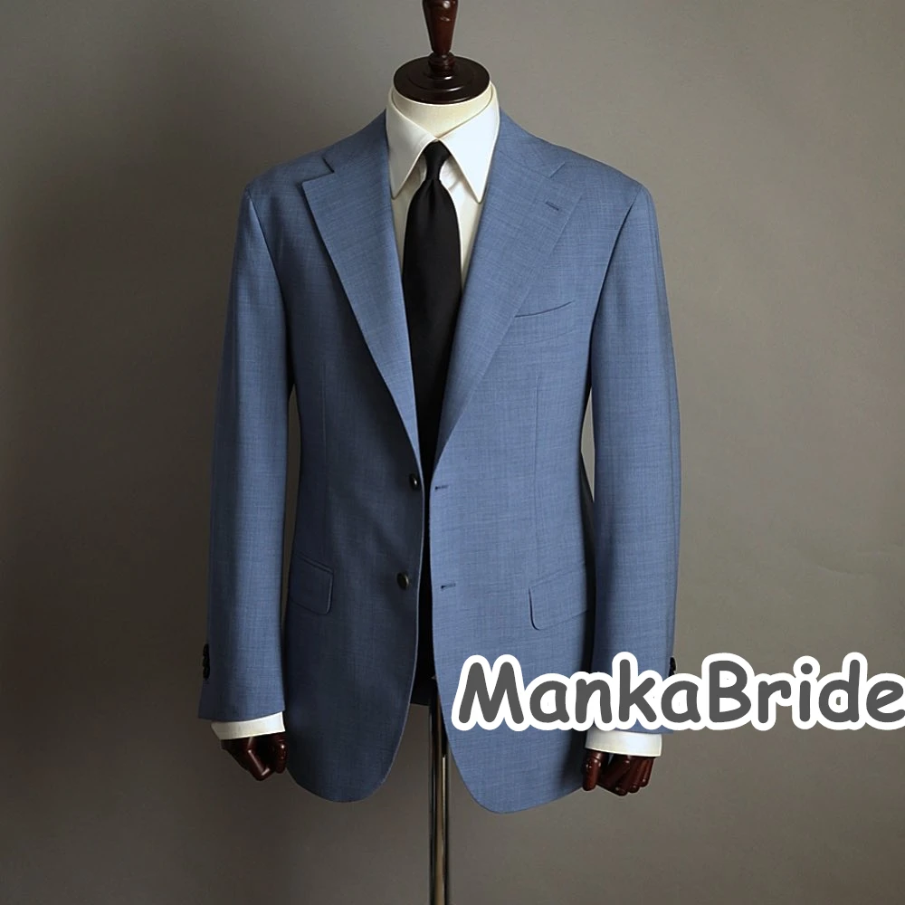 Классические синие мужские костюмы для свадьбы Смокинг жениха блейзер Жилет Брюки Полный мужской костюм деловая одежда Официальная вечеринка Ropa hombre Изображение 1
