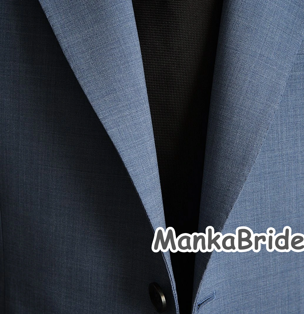 Классические синие мужские костюмы для свадьбы Смокинг жениха блейзер Жилет Брюки Полный мужской костюм деловая одежда Официальная вечеринка Ropa hombre Изображение 2