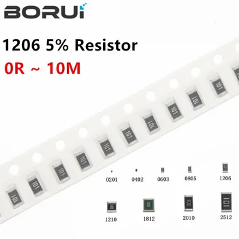 100шт 1206 5% SMD резистор 0R ~ 10 М 1/4 Вт 0 1 10 100 150 220 330 Ом 1K 2.2K 10K 100K 0R 1R 10R 100R 150R 220R 330R