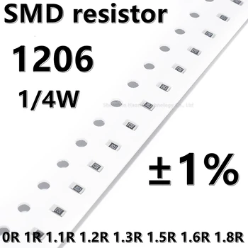 (100шт) 1206 SMD резистор 1% 0R 1R 1.1R 1.2R 1.3R 1.5R 1.6R 1.8R 1/4 Вт более высокого качества