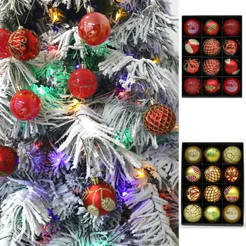 12шт Рождественские шары, украшения для украшения Рождественской елки, Небьющийся подвесной шар, декор для праздничной вечеринки 2024 г.
