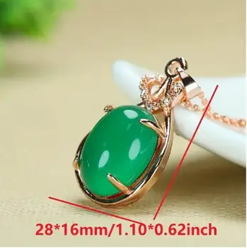 1шт Изысканный Зеленый Агат Инкрустированный кулон Модное ожерелье Мужская ювелирная цепочка