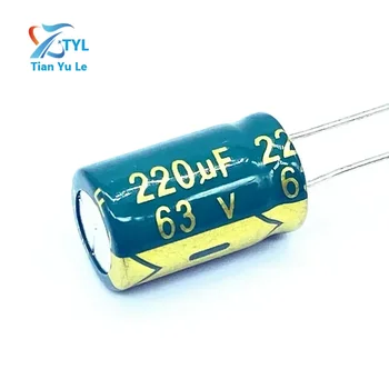 20 шт./лот высокочастотный низкоомный алюминиевый электролитический конденсатор 63 В 220 МКФ размером 10*17 220 МКФ 20%