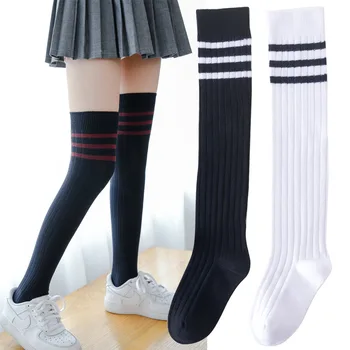 2023 Летние Детские носки для девочек, Длинный носок в полоску выше колена, Мягкие Хлопковые Испанские Дышащие носки для детей 3-12 лет