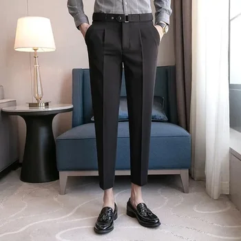 2023 Мужские Весенне-осенние Новые деловые брюки Мужские однотонные офисные брюки для общения Мужские узкие брюки для костюмов Costume Homme