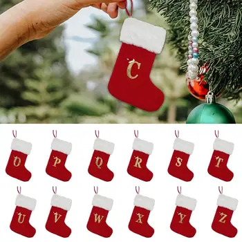 2023 Рождественские носки с буквами алфавита в виде снежинок, Рождественский вязаный чулок, Рождественская елка, подвесное украшение для дома на Рождество Z9Q8