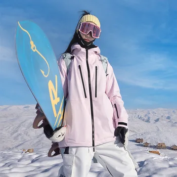 2024 Ветрозащитные Женские лыжные куртки с капюшоном, водонепроницаемые походные мужские пальто для сноуборда, горного снега, мотоцикла, женской одежды