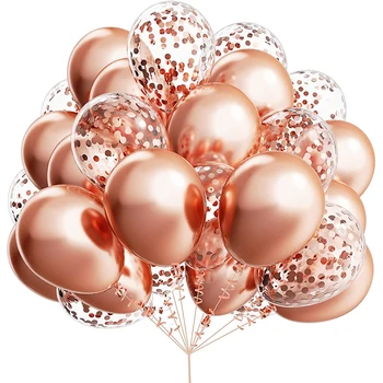 20шт 12-дюймовые Воздушные шары из розового Золота с Конфетти из металлического латекса, украшения для вечеринки по Случаю Дня рождения, для взрослых и детей, для Душа ребенка, для девочек, Свадебные Принадлежности