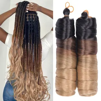 24-Дюймовые французские локоны для плетения волос, свободные волнистые упругие плетения для наращивания волос, синтетические спиральные локоны, косы для черных женщин