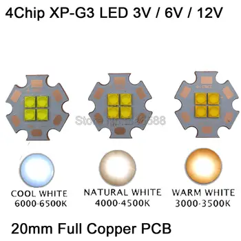 3 В/6 В/12 В Cree XPG3 XP-G3 4 чипа 4 светодиода 24 Вт Холодный Белый Нейтральный Белый Теплый Белый Встроенный светодиодный излучатель