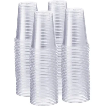 50/100 шт прозрачная пластиковая одноразовая чашка Boba Cup для вечеринки, 10 унций, рождественский бокал для вина, прозрачный, прочный для питья