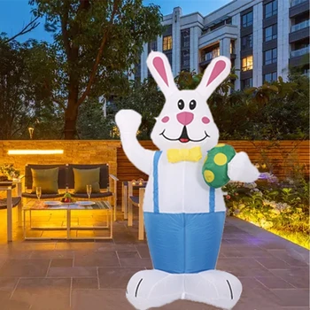 6-футовый надувной Пасхальный Кролик, держащий яйцо со светодиодной подсветкой, Большие Пасхальные надувные игрушки, наружные украшения для сада, подарка для вечеринки во дворе.