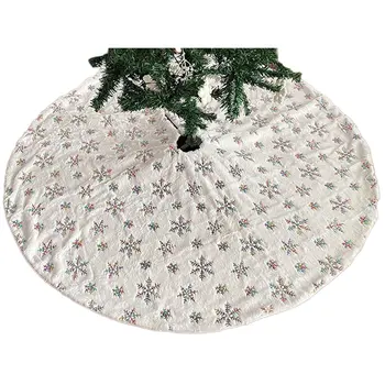 78/90/120 см Белая фланелевая юбка с вышивкой в виде снежинки, Рождественская елка, Рождественский Новый год, супер мягкий чехол